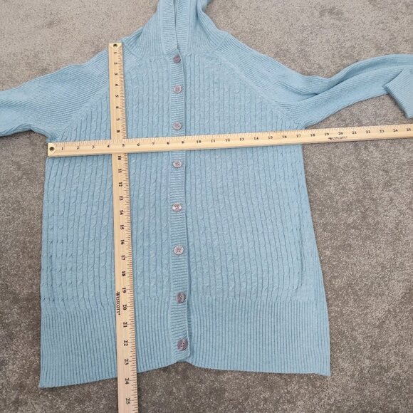 Dalia Women's Button Down Hooded Cardigan Sweater Blue Size Medium 100% Cotton - Picture 4 of 7